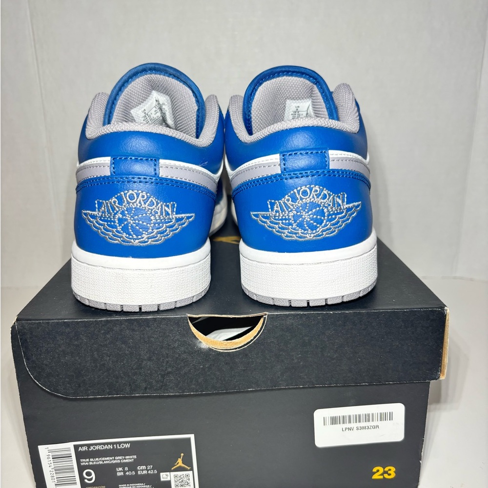 Air Jordan 1 Low True Blue Cement - 553558-412 - Size 9 - Picture 3 of 14